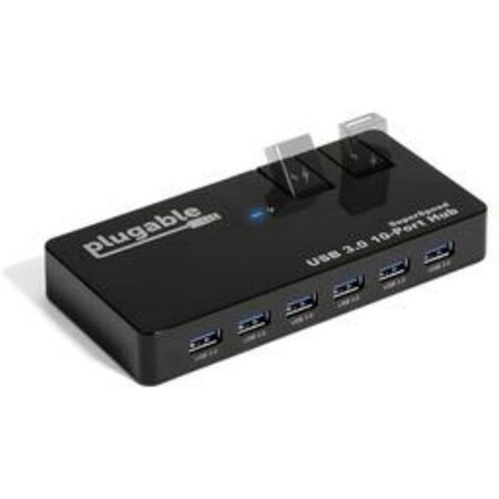 Plugable Technologies 48 watt 10-Port USB 3.0 Hub with 2 Flip-Up Ports and BC 1.2 Charging SupPort USB3-HUB10C2